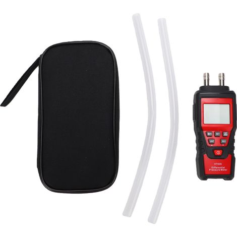 Manometro digitale portatile ad alta precisione per gas HVAC, con due porte e borsa per il trasporto, modello HT636 (versione inglese). (1/5)