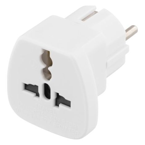 Adaptateur de voyage Deltaco, Royaume-Uni/États-Unis/Italie/Suisse - UE, 250 V/13 A, avec mise à la terre, blanc (GT-426) 50 (1/4)