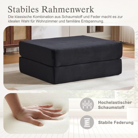 Tabouret velours côtelé ultra doux à double mousse épaisse. Design pliable pratique,adaptable librement à toutes les pièces. (1/5)