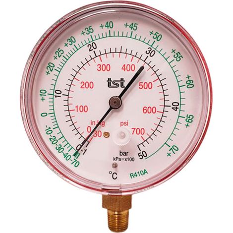 Manómetros de alta presión para R410A con toma vertical 1/8 NPT Ø80