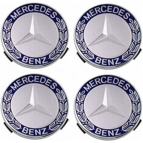 Enjoliveurs et jantes Cache-moyeu compatible avec Mercedes - Benz 75 mm - bleu, lot de 4 (1/4)