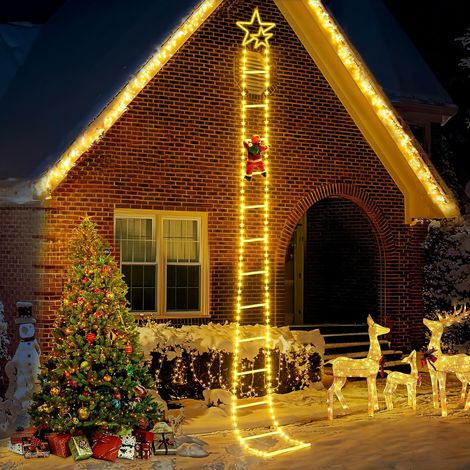 Guirlande Lumineuse LED de Noël, 3M Décoration de Noël avec Père Noël, 8 Modes Décorations de Noël en Extérieur, Guirlande Lumineuse pour Intérieur Extérieur Maison Fenêtre Jardin Arbre de Noël