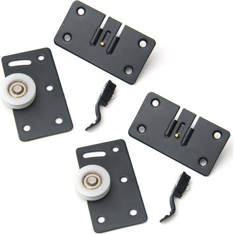 Rollen Set geräuschloser Gummischiebetürrollen mit Schiebetürbeschlägen und Rollen für Möbel, Haushaltsgeräte und Ausrüstung, Schwarz, 2 Stück (1/5)