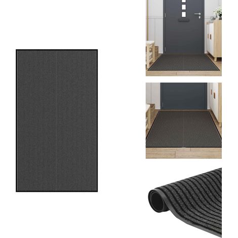 Paillasson noir et gris à rayures 115x200 cm - Paillasson - Paillasson De Porte - Paillasson De Bienvenue - Paillasson De Porte Extérieur (1/5)