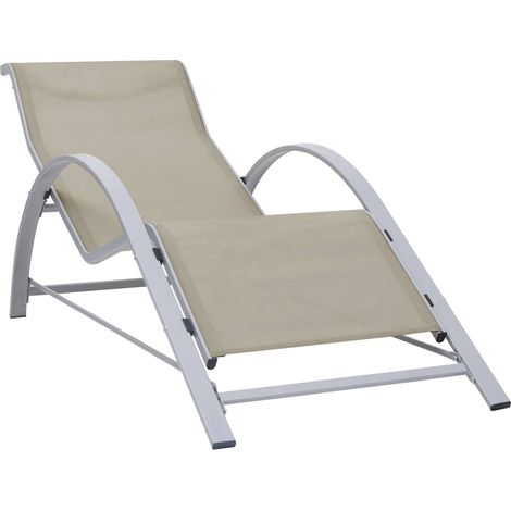 Bain de soleil Chaise de jardin Transat de jardin - Textilène et aluminium Crème BV403997 - BonneVie (1/5)