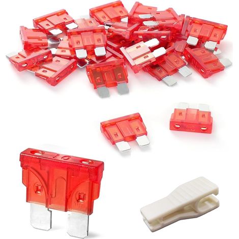 Pièces Fusible Voiture, 10A Fusibles pour Auto Standard, Voiture Fusible avec Extracteur pour Auto, Camion et Moto (1/5)