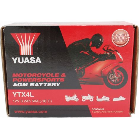 Yuasa batteria yuasa ytx4l precaricata sigillata batteria moto convenzionale 12 v capacità affidabile resistente vibrazioni (1/5)