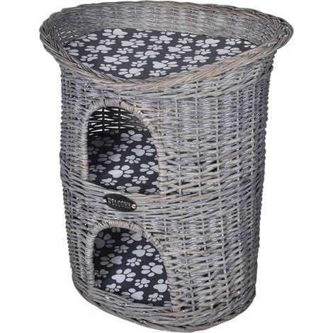 Albero Gatti 2 Livelli in Salice Casetta/Cuccia/Tiragraffi con Cuscino vidaXL 936253