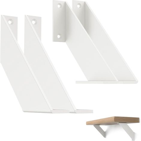 Equerre Etagere Murale, Équerre Étagère Metal Blanc, Equerre Charge Lourde pour Etageres Bricolage 20cm 4Pièces (1/5)