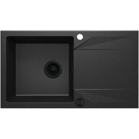 Lavello cucina in granito con 1 vasca e gocciolatoio 78x44 cm grafite metallizzata - Kalo