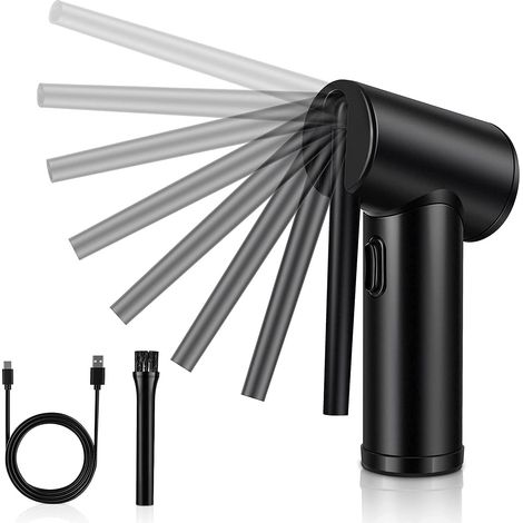 Compressed Air Canister, Powerful Electric Dust Remover, 6000mAh Rechargeable Battery, 15W Quick Charge, 40000 RPM, for Computers, Cars, Air Conditioners, Household Cleaning (Black) (1/5)