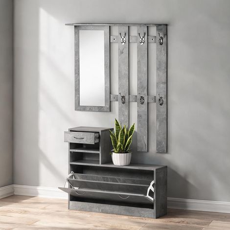 Console gris en tablero de partículas 90 x 10 x 91 cm (1/5)
