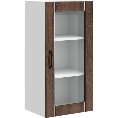 Maison Exclusive - Mobile in vetro da parete PORTO Rovere Marrone 40 x 31 x 80 cm