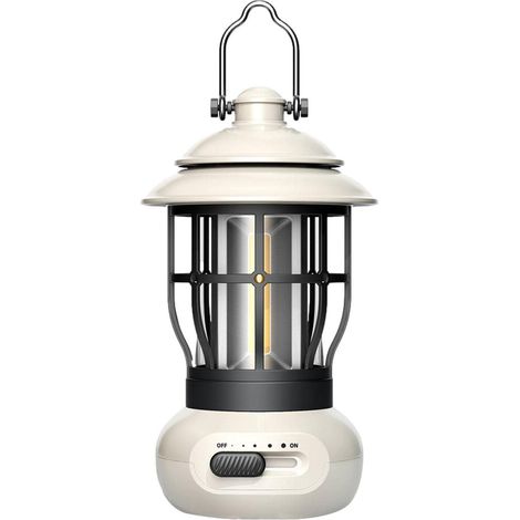 Lampe de camping LED, rechargeable, portable, 4 modes d'éclairage, parfaite lampe lanterne, 1200MAh d'autonomie, convient pour la randonnée, usage domestique - blanc (1/5)