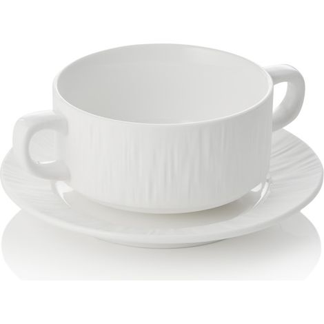 Bol à soupe avec anse & soucoupe 250 ml blanc MAYA SHIRO - Was Germany