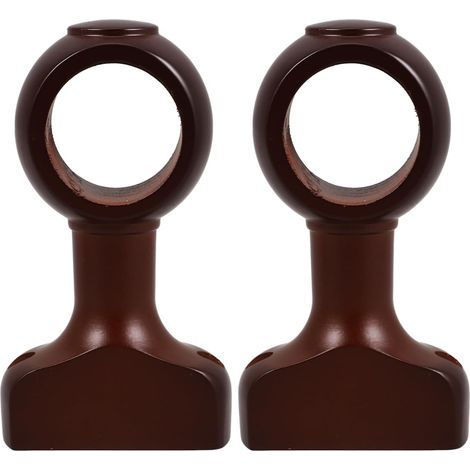 Lot De 2 - Support Tringle à Rideaux - Accessoire Bois - Fixation Murale Ou Plafond - Compatible Simple Et Double - Pour Salon Cuisine Bureau - Marron - 35 Mm (1/5)