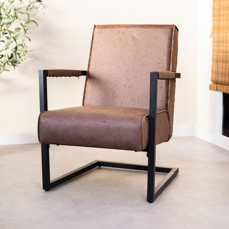 Fauteuil industriel taupe en éco-cuir Tigre (1/5)