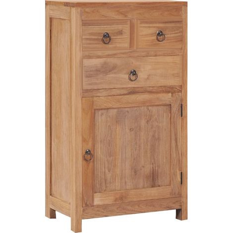 Commode en bois de teck 3 tiroirs 1 porte Rusta (1/5)