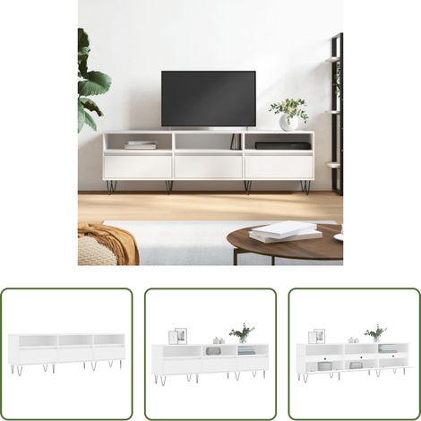 vidaXL Meuble tv bois - Meuble TV blanc 150x30x44,5 cm bois d'ingénierie (1/5)