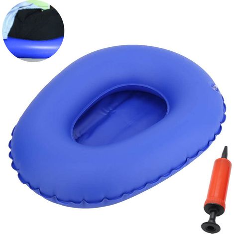 Bassin de lit gonflable bleu portable et lavable pour personnes âgées alitées, tabouret gonflable pour toilettes anti-escarres