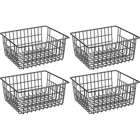 Paniers de rangement en fil métallique pour réfrigérateur et congélateur, lot de 4 paniers métalliques, organisateur de rangement alimentaire avec structure intégrée (1/4)