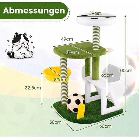Indoor Cat Tree Tower with Perches and Hammock - Green (1/5)