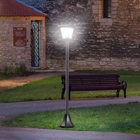 Lanterne Solaire de Jardin LED 40 Lumens, IP44 Noir 18x18x160 cm, Éclairage Extérieur Étanche pour Terrasse et Allée, Décoration Paysagère Moderne (1/5)