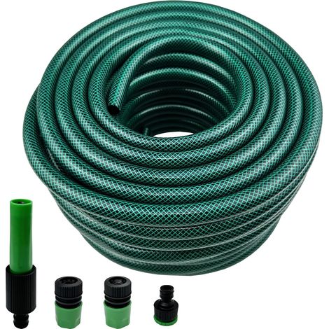 Tuyau d'arrosage court en PVC avec connexion rapide en plastique – 30 m, étanche et anti-nœuds, tuyau de raccordement ID de 12 mm pour machine à laver, camping-car, caravane (1/5)