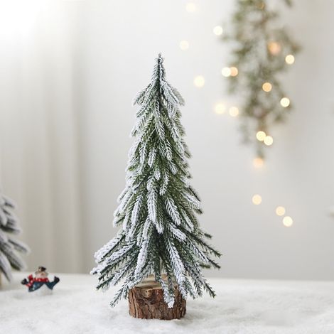 Arbre De Noël Miniature - Effet Neige Chutant - Décoration Tableau Intérieur - Hauteur 30 Cm - Vert - Lot De 1 (1/5)