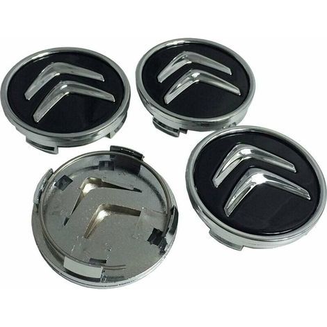 X4 Enjoliveurs en aluminium de 60 mm pour Citroen C2 C4 C5 C6 C-quatre Logo noir / chromé (1/5)