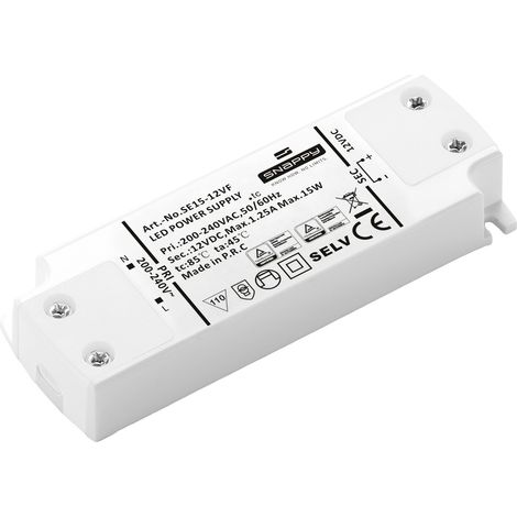 Dehner Elektronik SE 15-12VF (12VDC) LED-Trafo, LED-Treiber Konstantspannung 15 W 1.25 A 12 V/DC 1