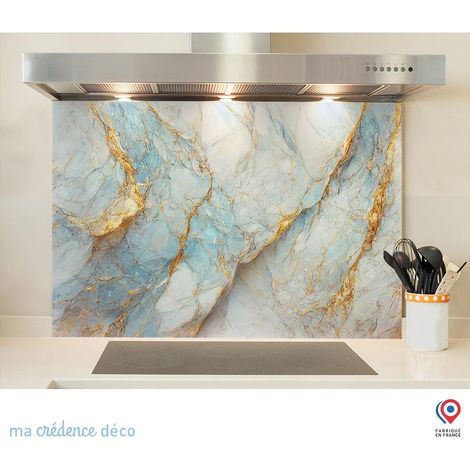 Fond de hotte : Marbre doré 3 - Verre trempé - 90 cm - 60 cm (1/5)
