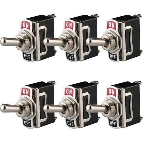 Interrupteur à Bascule 12V-24V-48V-110V/10A, 220V-230V/6A, SPST ON/OFF 2 Positions 2 Broches, pour Voiture Tableau de Bord Lumière (Pack de 6, Noir) (1/5)