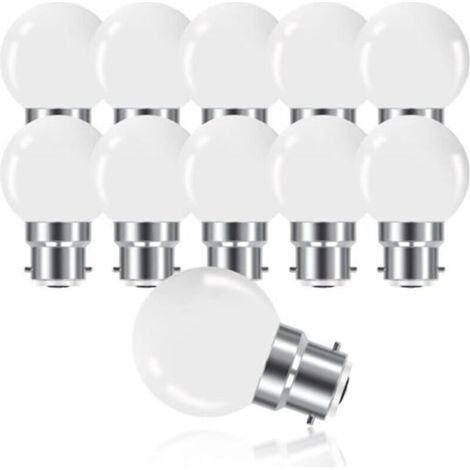 Ampoule LED à Baïonnette B22 3W,Ampoule Mini Globe Golfball B22 G45,Blanc Chaud 3000K,280LM,Non Dimmable,Lot de 10 [Classe énergétique G]..