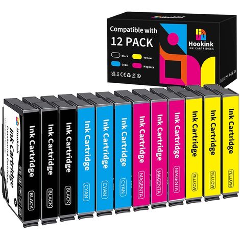 Lot de 12 Compatibles pour 502XL Cartouches d'encre pour Epson XP5100 Cartouches d'encre pour Expression Home XP-5105 XP-5100 XP5105 Workforce WF-2860DWF WF-2865DWF WF-2860 (1/5)