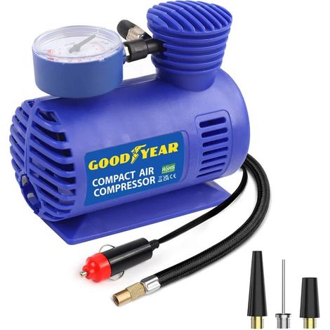 GOODYEAR AIR COMPRESSOR 12V MINI CAR VAN BIKE TYRE INFLATOR AIR BED PUMP 900009