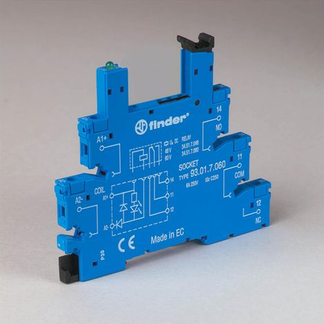 Support 6A 250V 220-240V AC DC série 34 bleu à cage supp courant résiduel FINDER 93013240