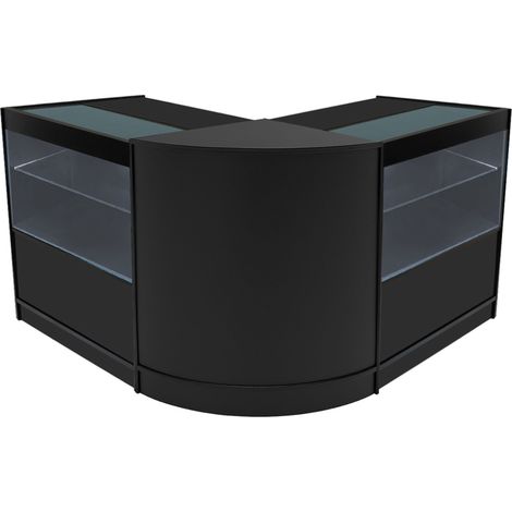 Set Banconi Nero Selene LED C900 CM60 con Ante Scorrevoli, Chiavi, 3 Mobili Espositivi in Vetro, Ripiani Interni, Illuminazione Bianca per Negozio, Gioielli, Abbigliamento (1/5)