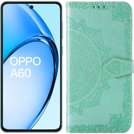 Custodia a libro per Oppo A60, Mandala, verde (1/5)