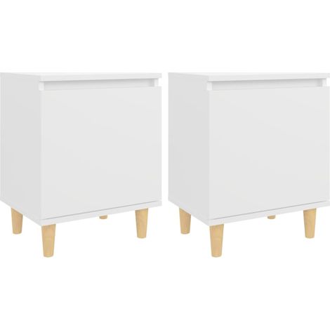 Lot de 2 Tables de chevet,Cabinet de chevet,Table de nuit avec pieds en bois Blanc 40x30x50 cm CFW370214 (1/5)