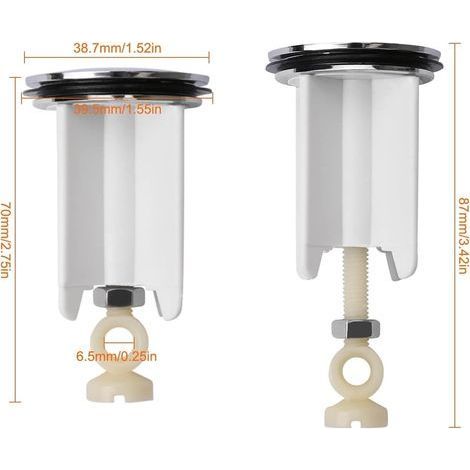 Bouchon de vidange Universel pour lavabo - Bonde réglable en Laiton chromé Blanc - Compatible évier Cuisine et Salle de Bain - Bouchon lavabo Haute résistance - Système d'étanchéité Optimal (1/5)