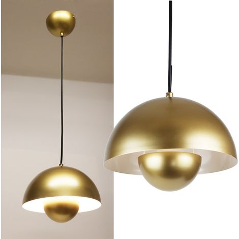 Plafonnier nordique forme champignon métal doré 23cm (1/4)