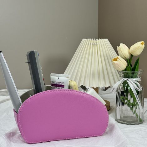 Boîte de rangement à 5 compartiments, en cuir doublée de daim, idéale pour ranger télécommandes, produits cosmétiques et fournitures de bureau. Parfaite pour le salon, la chambre et le bureau (violet) (1/3)