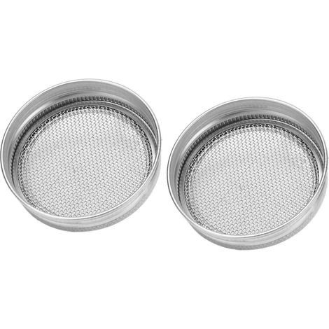 Lot de 2 couvercles filtrants en acier inoxydable pour bocaux à germination standard (86 mm / 3,4 pouces). (1/5)