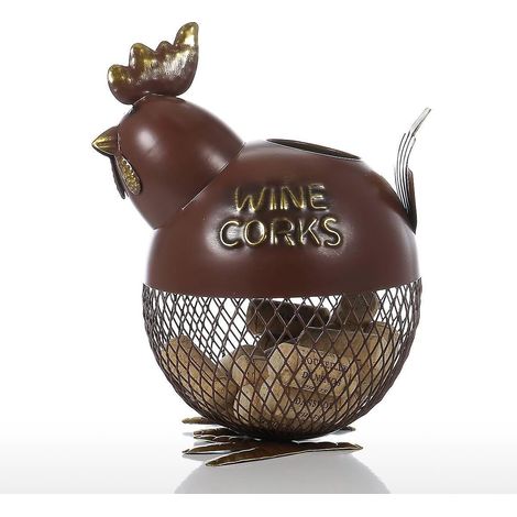 Tooarts Puffy Chicken Weinkorken-Kanister, Heimdeko, Metallskulptur, Tierkunst, Geschenk