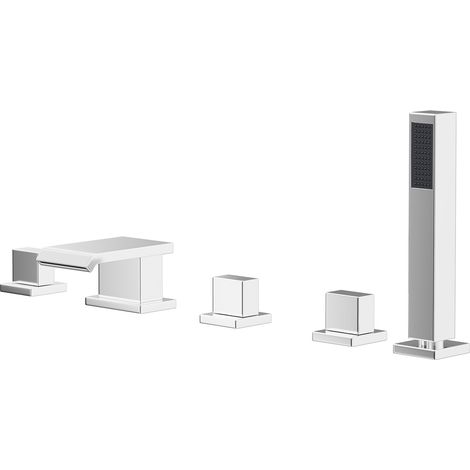 Wholesale Domestic Cascade Polished Chrome Deck Mounted 5 Hole Bath Shower Mixer Tap with Shower Handset (1/5)