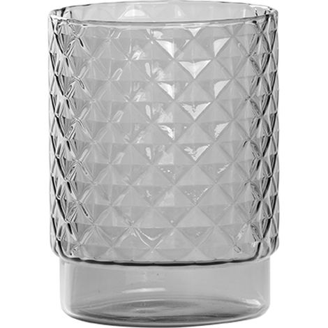 Isolano Set 4 Tumbler Impilabili in Vetro Borosilicato Grigio Lavorati a Mano con Decoro Effetto Diamantato per Tavola e Bar Design Contemporaneo