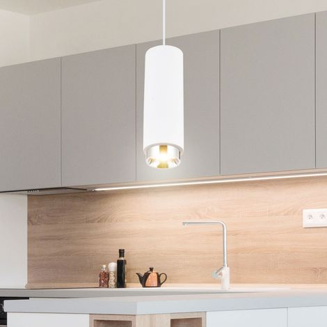 LED Pendelleuchte weiß Gips Wohnzimmerlampe Hängelampe Esstischleuchte, 5W 345lm warmweiß, DxH 9 x 181 cm