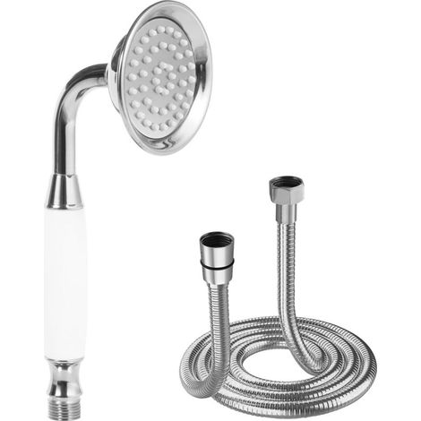 Classic high-pressure shower head, 1.5m hose, traditional telephone shape, water-saving, ideal for bathrooms