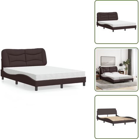Bett mit Matratze Dunkelbraun 140x200 cm Stoff - Betten - Doppelbetten - Boxspringbetten - Lattenrost - Matratzen (1/5)